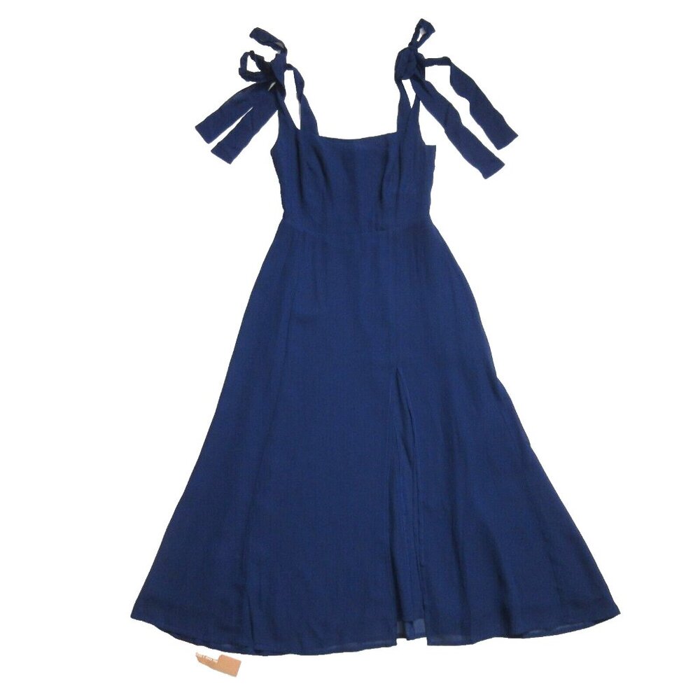 NWT Reformation Twilight in Danube Blue Side Slit Georgette Midi Tank Dress 2P